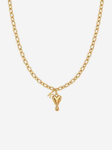 Personalized Heart Drop Small Letter Necklace - Halskette (wasserfest)