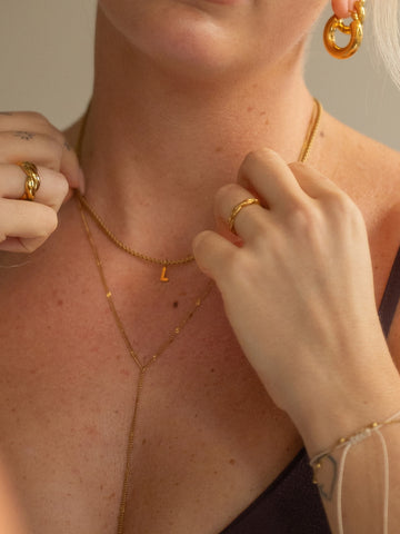 Personalized Signature Duo Necklace - Halsketten Layering Set (wasserfest)