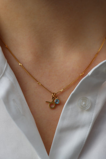 Personalized Zodiac Birthstone Necklace - Halskette (wasserfest)