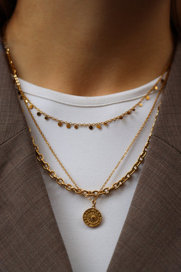 Boho Frieda Inka Sun Necklace - Halsketten Layering Set (wasserfest)