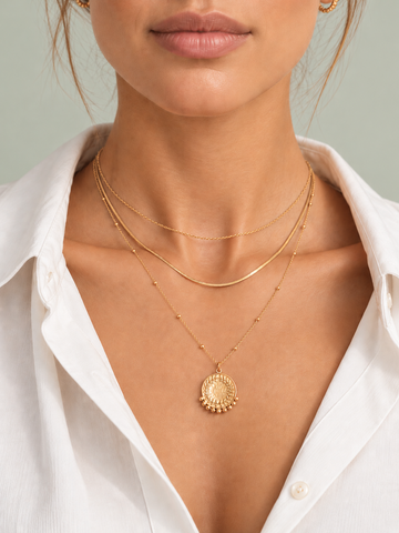 Amélie Ava Dotted Medaillon Necklace - Halsketten Layering Set (wasserfest)
