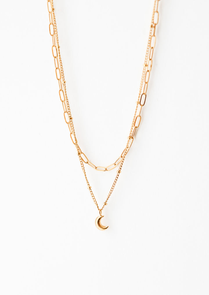 Lil Brooklyn Small Moon Necklace - Halsketten Layering Set (wasserfest)