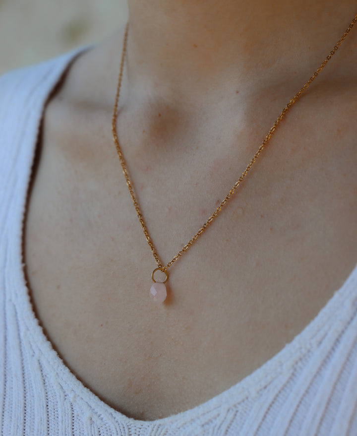 Personalized Moon Love Necklace - Halskette mit Stein (wasserfest)