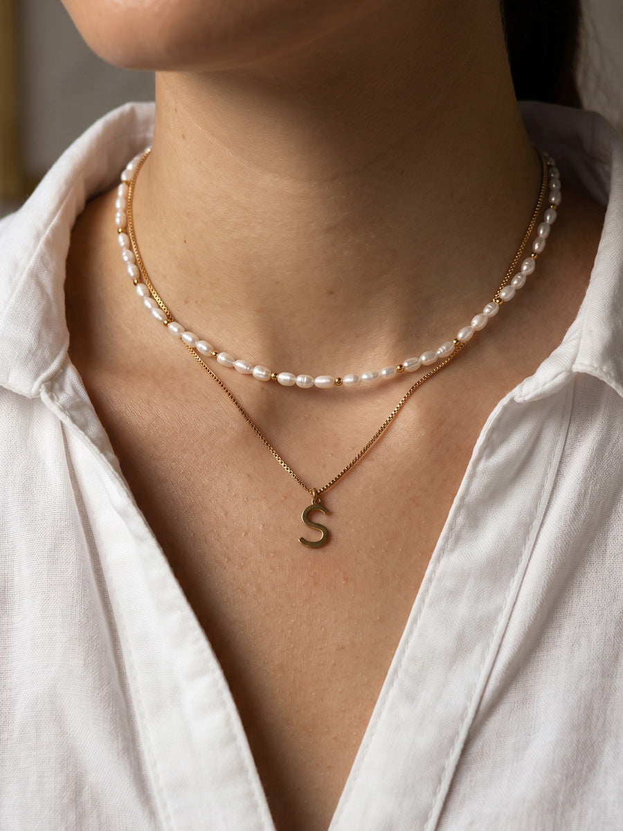 Personalized Sonia Ava Letter - Halsketten Layering Set (wasserfest)