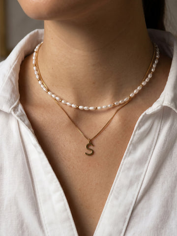 Personalized Sonia Ava Letter - Halsketten Layering Set (wasserfest)