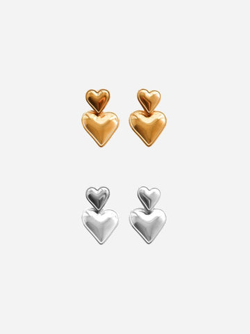 Two Hearts Studs - Friendship Set (wasserfest)