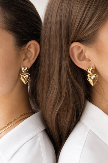 Two Hearts Studs - Ohrstecker (wasserfest)