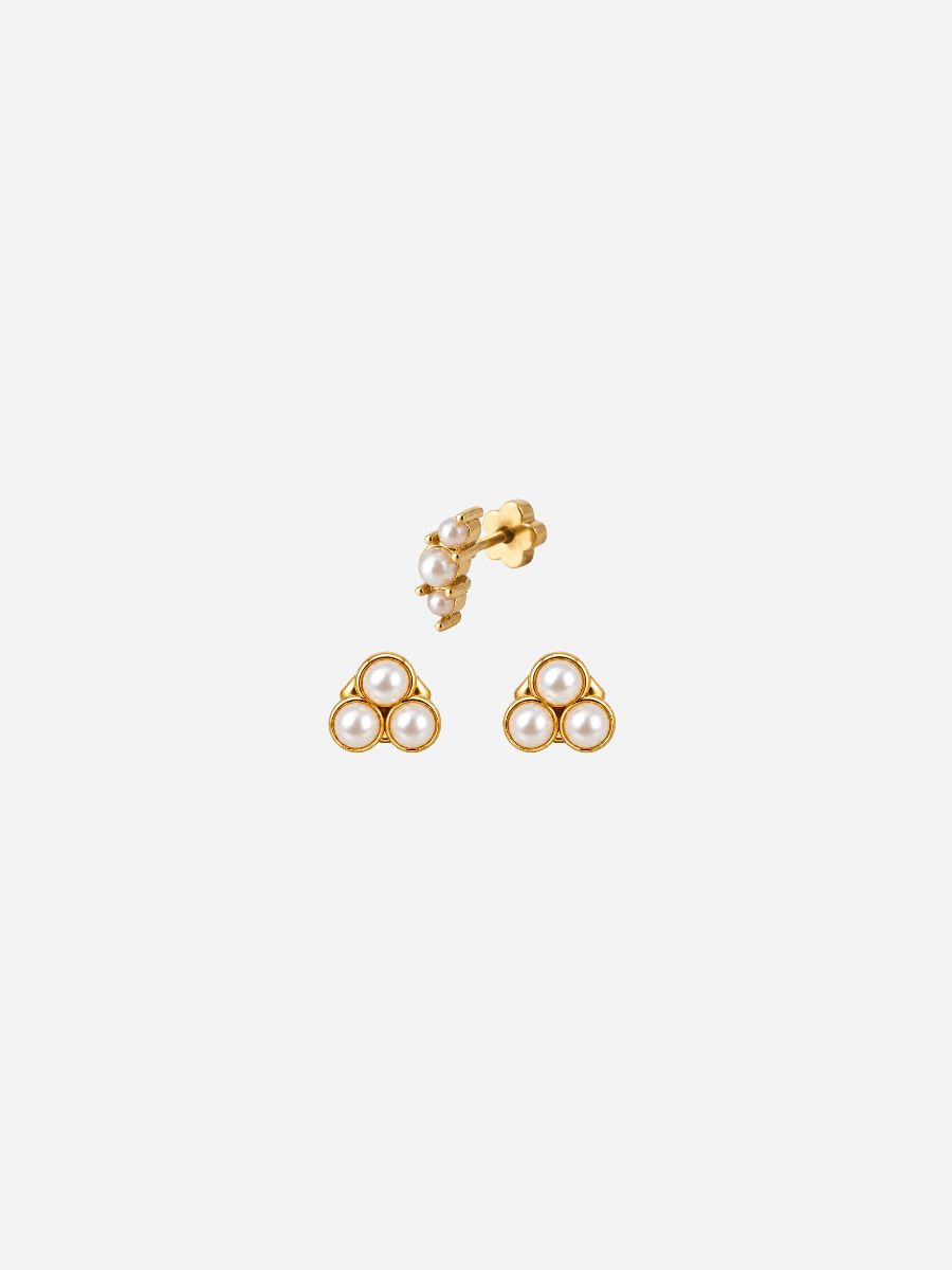 Three Pearls Stud - Earstacking Set (Wasserfest)