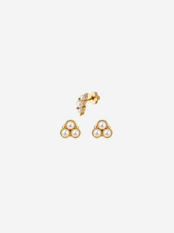 Three Pearls Stud - Earstacking Set (Wasserfest)