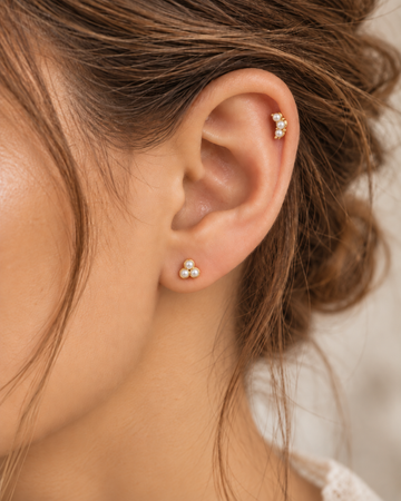 Three Pearls Stud - Earstacking Set (Wasserfest)