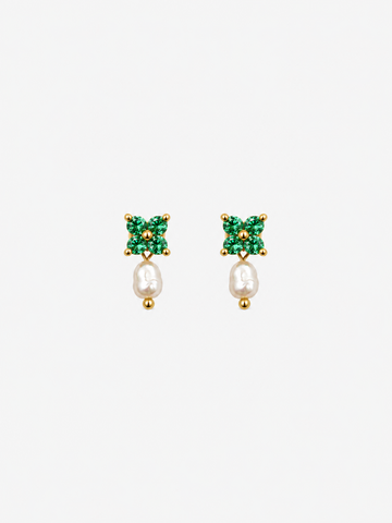 Personalized Crystal Flower Pearl Stud - Ohrstecker (wasserfest)