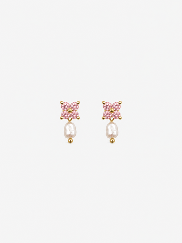 Personalized Crystal Flower Pearl Stud - Ohrstecker (wasserfest)