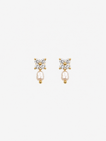 Personalized Crystal Flower Pearl Stud - Ohrstecker (wasserfest)