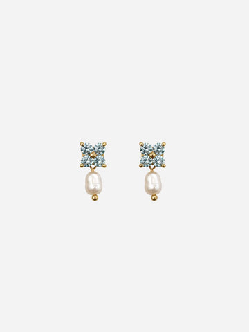 Personalized Crystal Flower Pearl Stud - Ohrstecker (wasserfest)