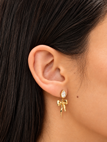 Personalized Ribbon Zircone Drop Stud - Ohrstecker (wasserfest)