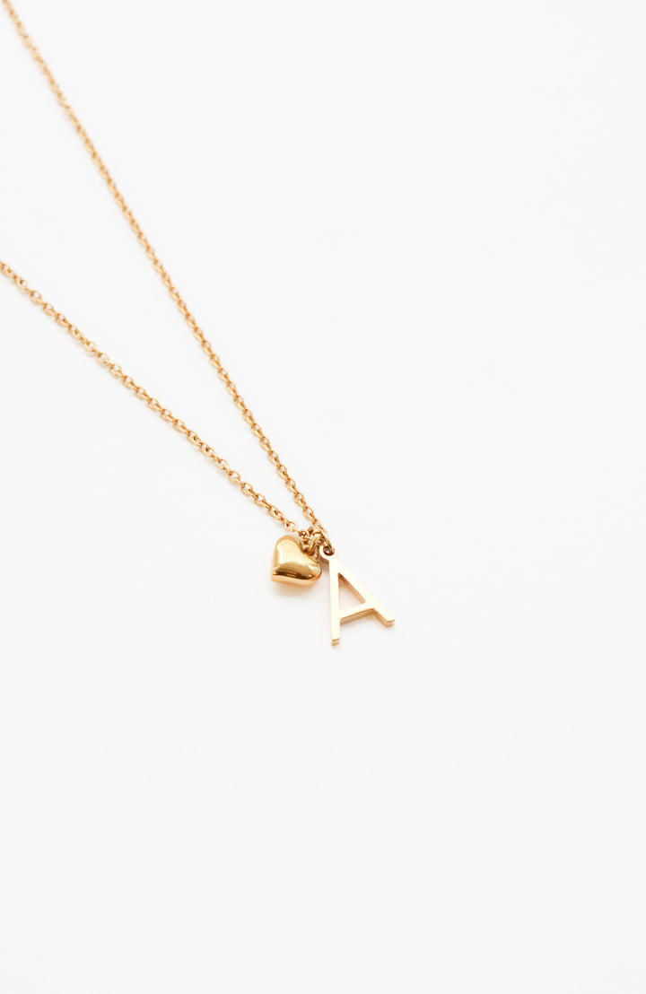 Personalized Bold Heart Letter Necklace - Halskette (wasserfest)