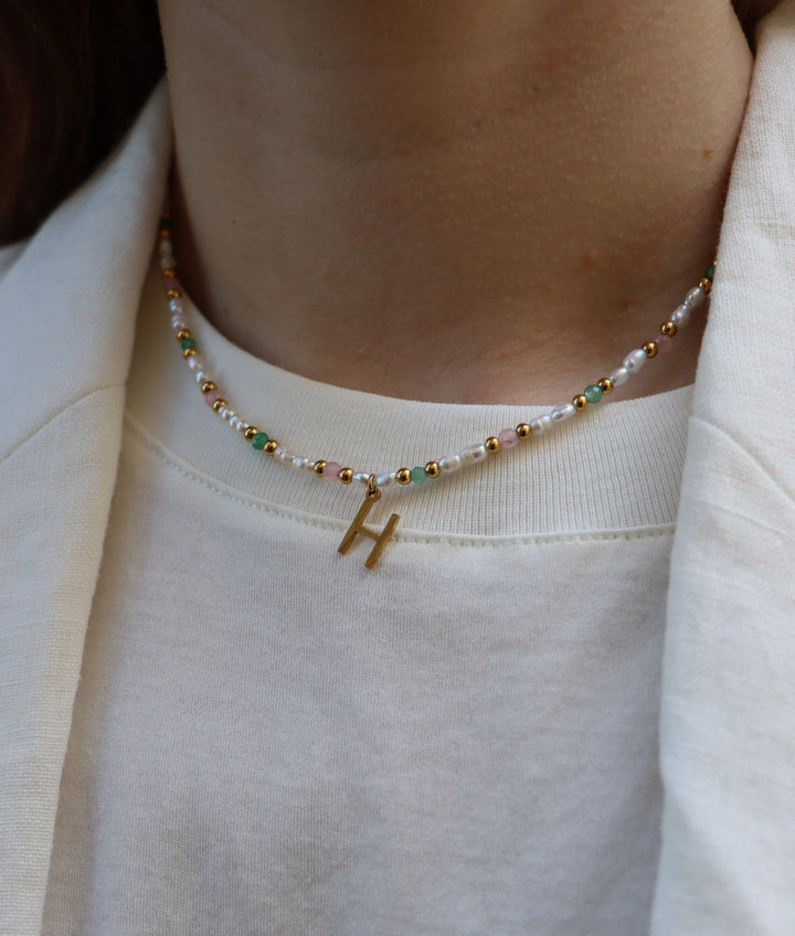 Personalized Santorini Letter Necklace - Halskette (wasserfest)