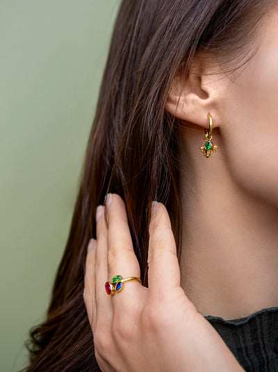 Personalized Ava Bee Birthstone Hoop - Creolen (wasserfest)