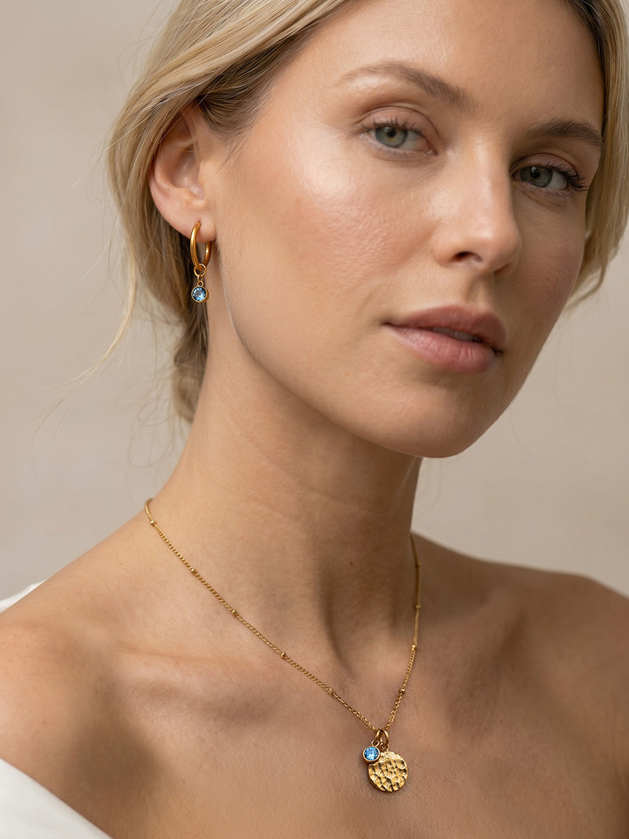 Personalized Ava Zircone Birthstone Hoop - Creolen (wasserfest)