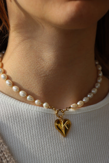 Personalized Big Sonia Pearl Love Necklace - Halskette (wasserfest)