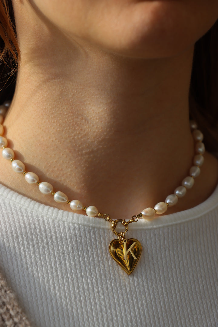 Personalized Big Sonia Pearl Love Necklace - Halskette (wasserfest)