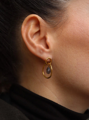 Personalized Two Circle Stone Studs - Ohrstecker (wasserfest)