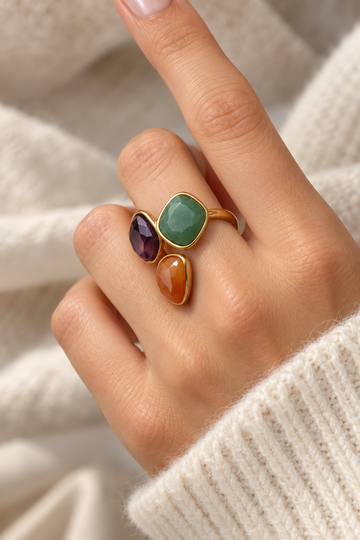 Triple Stone Ring - Fingerring (wasserfest)