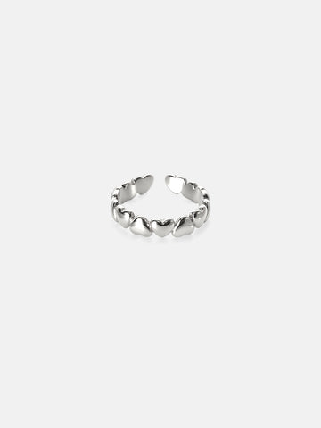 Connected Bold Hearts Ring - Fingerring (wasserfest)
