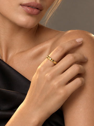 Connected Bold Hearts Ring - Fingerring (wasserfest)