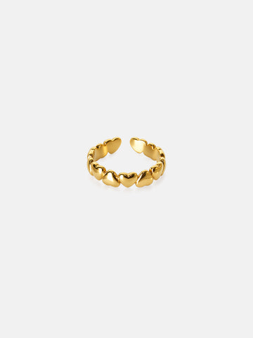 Connected Bold Hearts Ring - Fingerring (wasserfest)