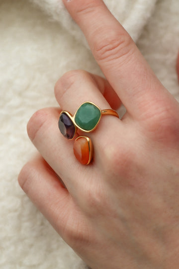 Triple Stone Ring - Fingerring (wasserfest)