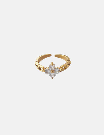 Vintage Crystal Flower Ring - Fingerring (wasserfest)