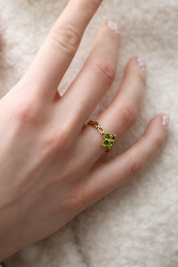 Vintage Crystal Flower Ring - Fingerring (wasserfest)