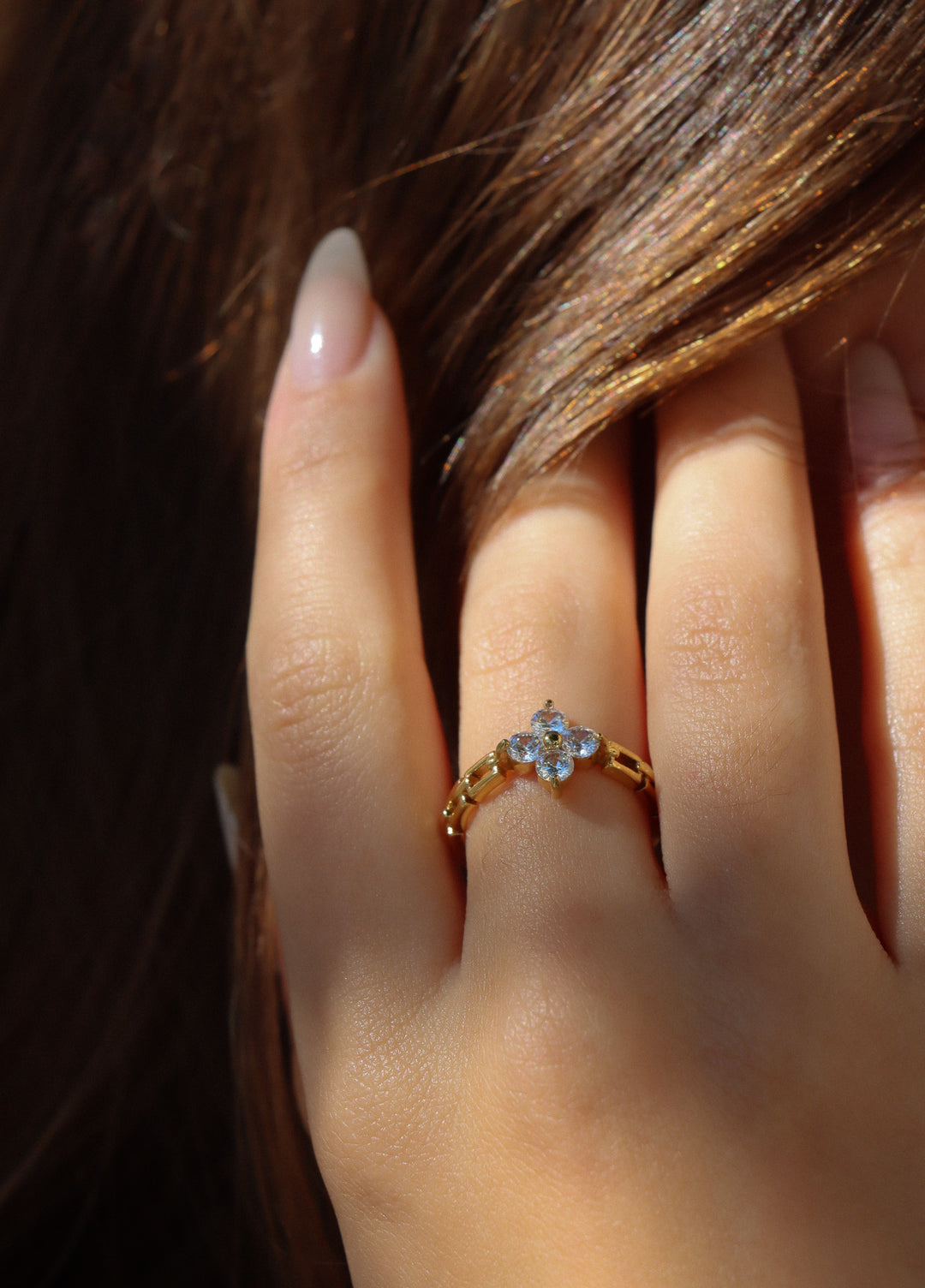 Crystal Flower Ring - Fingerring (wasserfest)