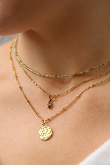 Tina Marquise Coin Necklace (matt) - Halsketten Layering Set (wasserfest)