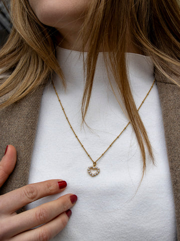 Personalized Simple Pearl Heart Charm - Anhänger (wasserfest)
