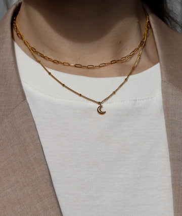 Lil Brooklyn Small Moon Necklace - Halsketten Layering Set (wasserfest)