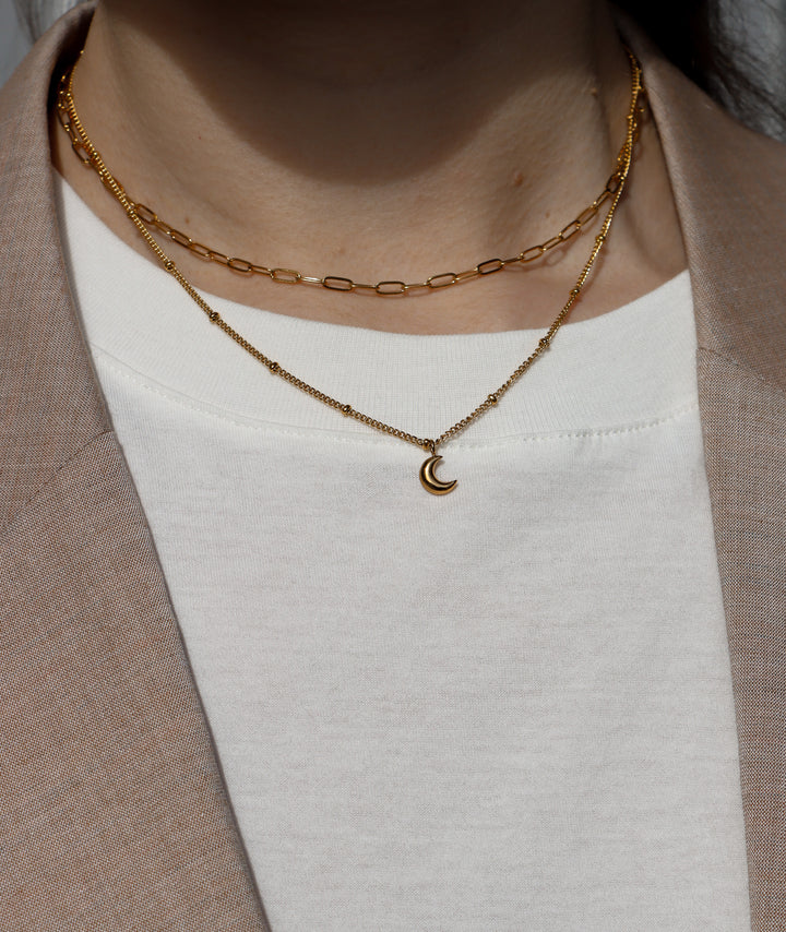 Lil Brooklyn Small Moon Necklace - Halsketten Layering Set (wasserfest)