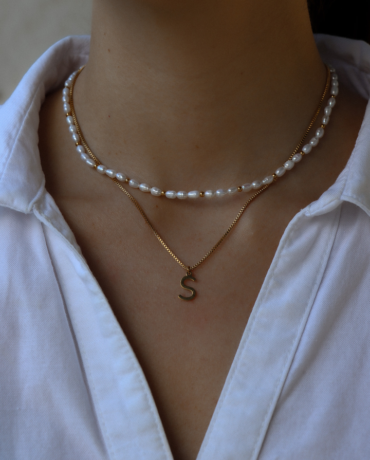 Personalized Sonia Ava Letter - Halsketten Layering Set (wasserfest)