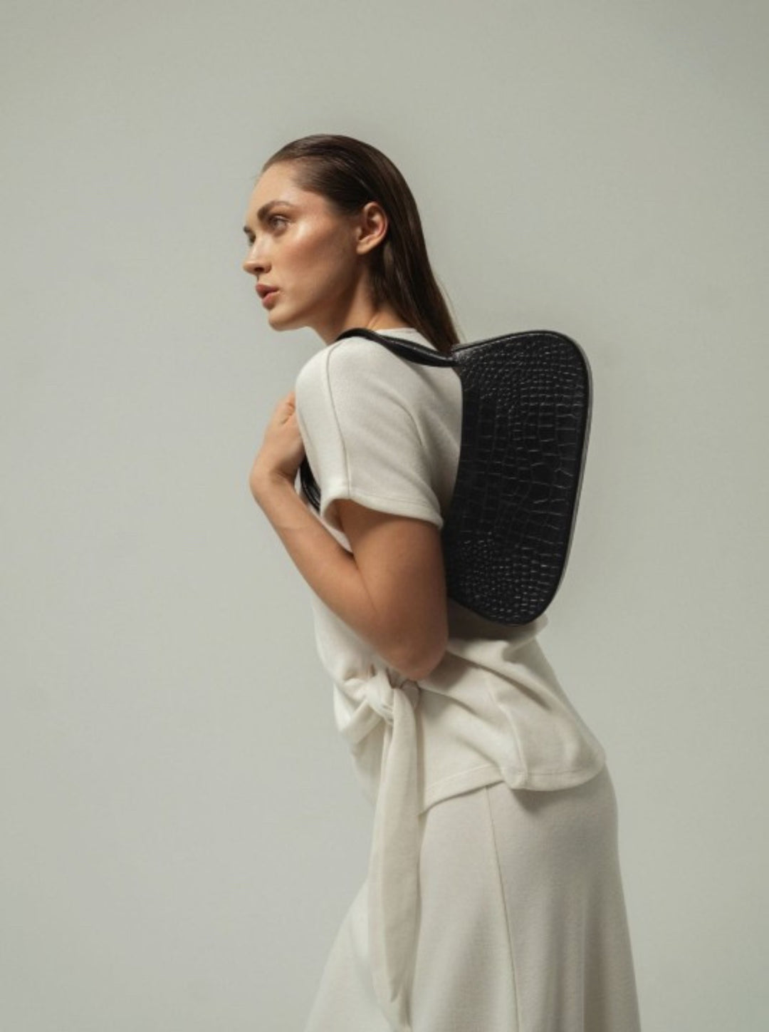Baguette Hedera Croco Bag Black - Tasche Misoui