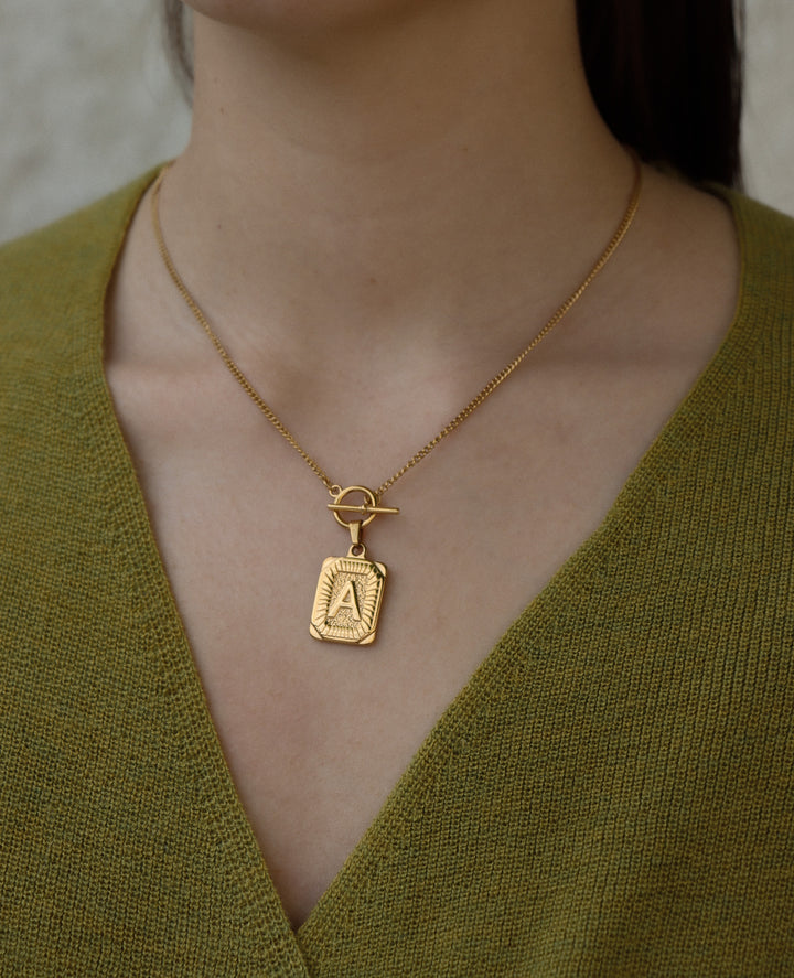 Personalized Tonia Letter Tag Necklace - Halskette (wasserfest)