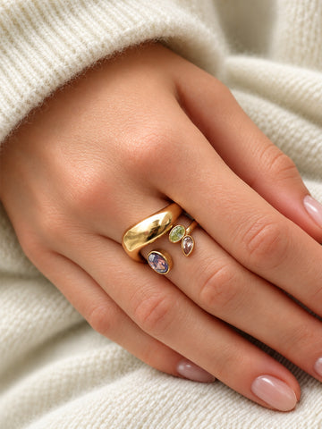 Triple Zircone Ring - Fingerring (wasserfest)