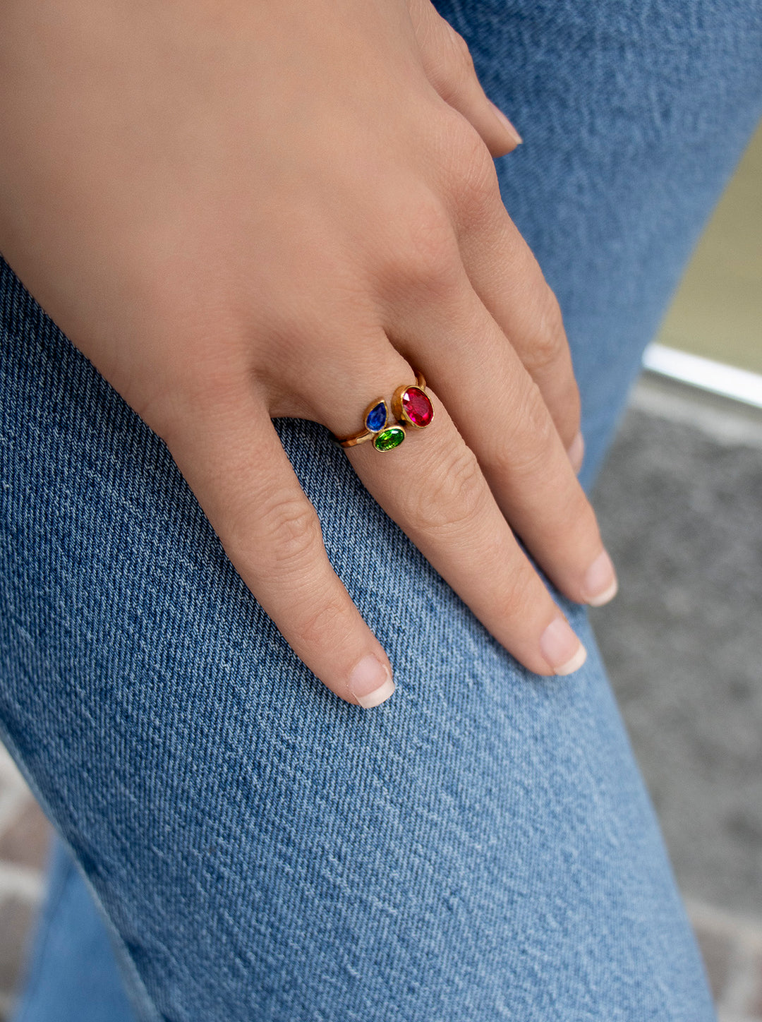 Triple Zircone Ring - Fingerring (wasserfest)