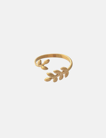 Two Leaves Ring (matt) - Fingerring (wasserfest)