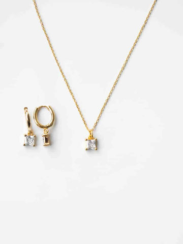 Square Crystal Schmuck Set (wasserfest)