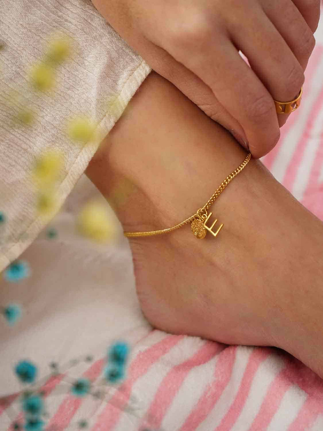 Personalized Anklet - Fusskette (waterproof) - Amélie