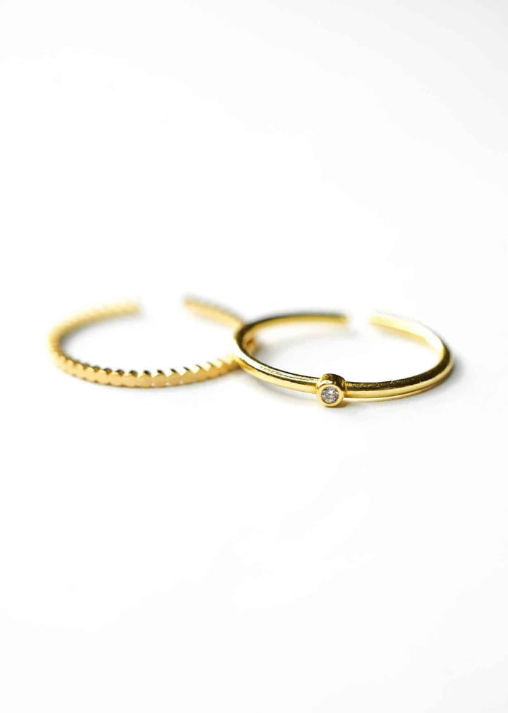 Coins One Zircone Love Ring Set (waterproof)