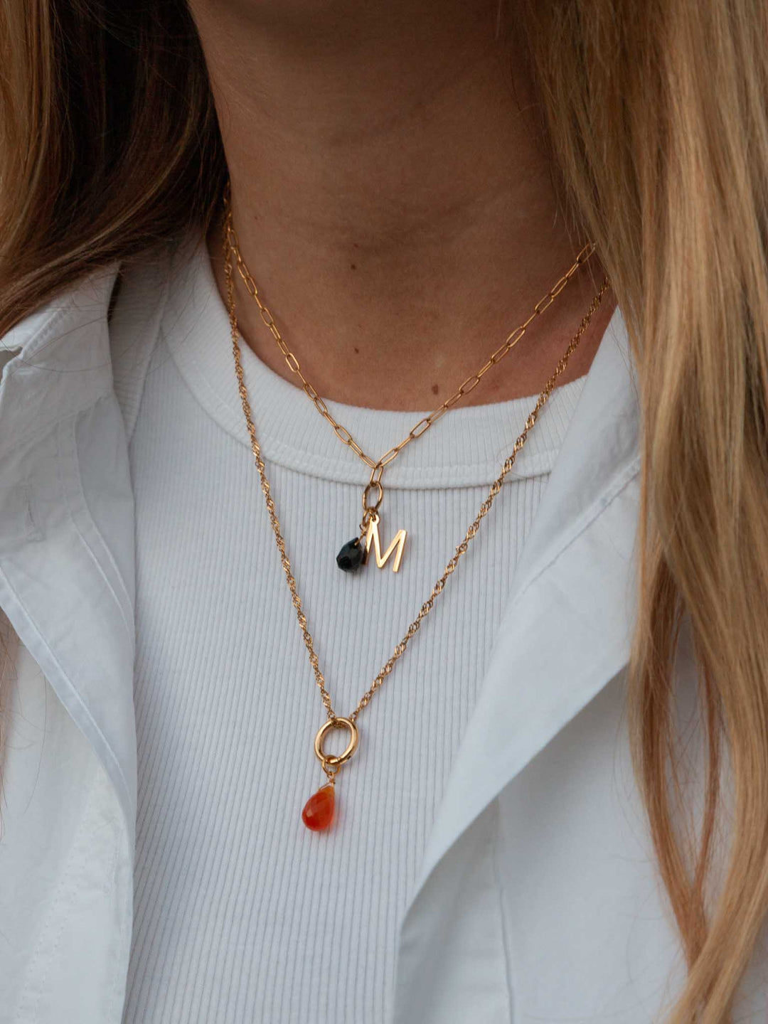 Personalized Necklace mit zwei Anhängern (wasserfest) - A