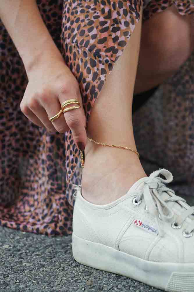 Personalized Anklet - Fusskette (waterproof) - Amélie