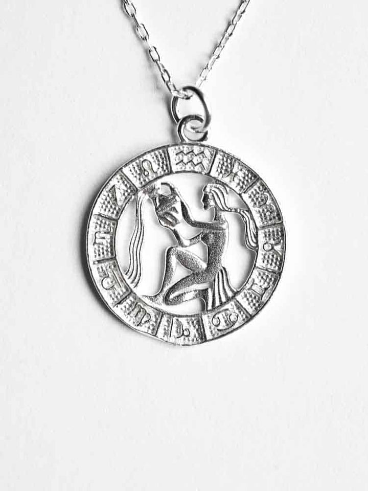 Round Zodiac Sign Necklace - Halskette (wasserfest)
